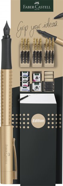 Für große Aufmerksamkeit im Ladengeschäft sorgt das Metall-Bodendisplay, das mit der Grip Edition All Black und Gold die trendbewusste Zielgruppe anspricht.