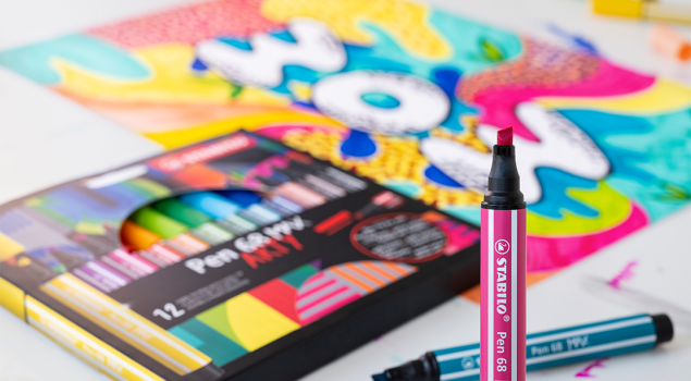 Der Stabilo Pen 68 Max Premium-Filzstift mit dicker Keilspitze und sattem Farbauftrag begeistert ab April 2023.