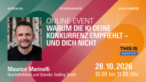 Maurice Marinelli zeigt beim Online Event der Konsumgütermessen, wie Unternehmen ihre Sichtbarkeit in Antworten generativer KI Systeme verbessern können.