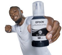 Usain Bolt tritt in der Epson-Kampagne für patronenlose EcoTank-Drucker auf.