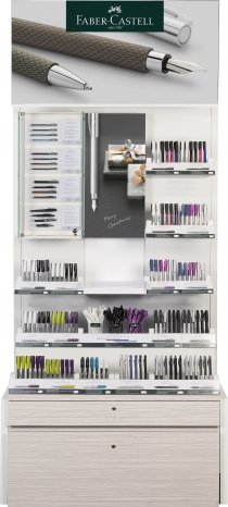 Auch der Ein-Meter POS Shop Fine Writing mit hinterleuchteter Grafik ist ein absoluter Eye-Catcher und lädt zum Verweilen ein.