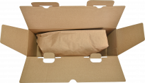 Zum Einsatz kommt „Luftpolsterpapier“ - das zudem 100 Prozent recycelbar ist. Es verfügt im Innern über ein Wabenmuster. Die so zwischen Papier eingeschlossene Luft schützt die wertvolle Fracht vor Schäden und Stößen - genauso sicher wie mit einer herkömm