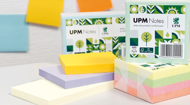 Seit Beginn des Jahres 2024 stellt Global Notes by UPM Raflatac sämtliche auf Papier basierenden Produkte aus FSC-zertifiziertem Papier her. 
