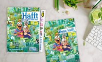 Gemeinsam bereit für den Schulstart: das kultige Häfft Original und sein neuer Begleiter, das Notiz-Häfft