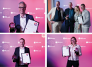 Die Gewinner (v.l.n.r): Tobias Schonebeck (Geschäftsführender Gesellschafter, Schäffer), Familie Konijnendijk von Konijnendijk Mode; 2. Reihe: Jakob Haizmann (Geschäftsleitung, Kurz Elektrozentrum) und Carine Finas (Inhaberin, Culinarion Tours)
