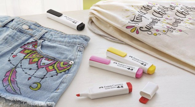 Mit den bunten Textilmarkern von Faber-Castell lassen sich die verschiedensten Stoffe wunderschön gestalten.