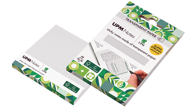 Transparente Haftnotizen aus FSC®- zertifiziertem Papier markieren  In- halte, ohne den darunterliegenden Text zu verdecken.