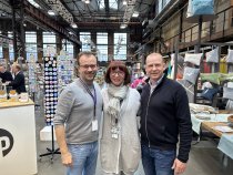 Marco Hübecker (fleur ami), Bettina Schulte (blomus & TUW-Organisation), Florian Burghard (Sompex).