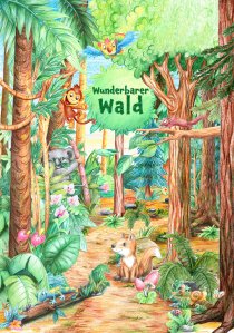 Nachdem die Kinder im letzten Jahr den Lebensraum Wasser entdecken sollten, ist nun der Wald an der Reihe. Das farbenfrohe Key Visual macht Lust den Wald und seine farbenfrohen Bewohner zu entdecken.