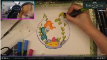 Twitch-Session: Die Berlinerin Yvraldis (Yvraldis - Twitch) zeichnete in mehrstündigen Sessions mit Art & Graphic Künstlerprodukten von Faber-Castell.