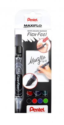 Der Pentel Whiteboardmarker Maxiflo Flex-Feel ist mit einer sehr flexiblen Spitze ausgestattet für schmale und breite Striche.