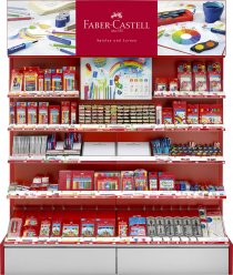 Im aufmerksamkeitsstarken POS Shopsystem präsentiert Faber-Castell das ganze Spektrum an Mal- und Zeichenbedarf für Kinder. Einzelstifte und Etuis werden optimal in Szene gesetzt. 