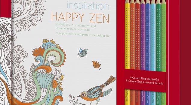Wohlfühlen leicht gemacht: Die neue Malbuchsets „Happy Zen“ und „Feel Good“ laden zum entspannten Malen ein.