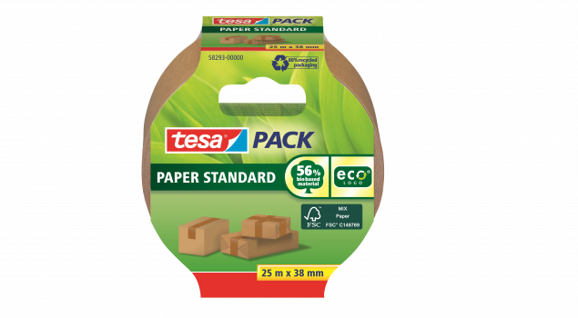 Das Paketklebeband „tesapack Paper Standard“ erweitert das „ecoLogo“ Sortiment.  